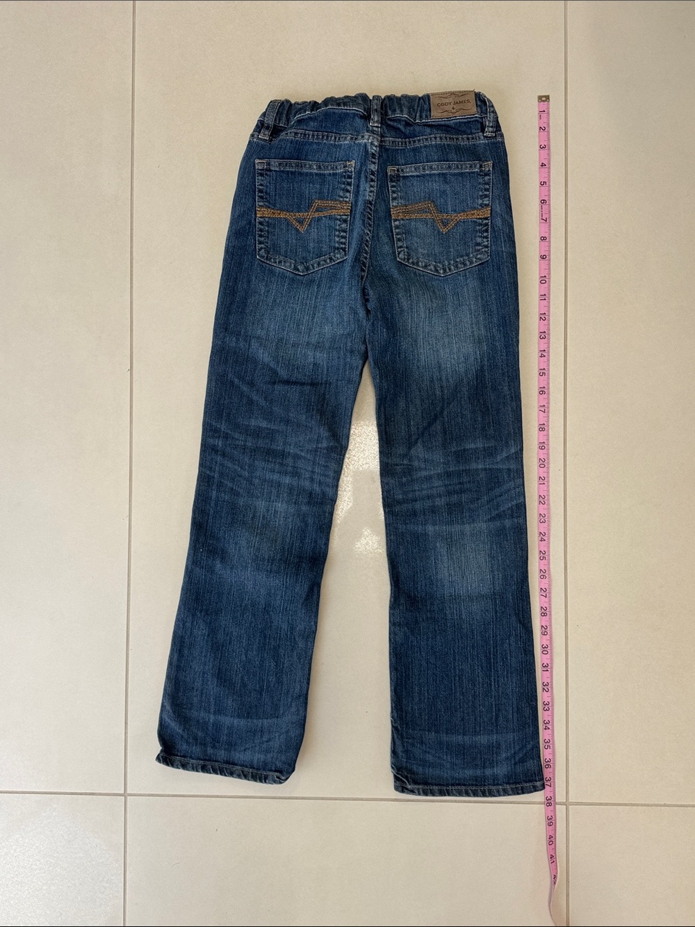 Kids Dark Blue Elastic-Waist Jeans